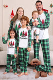 Green and White Merry Christmas Family Pajama Sets