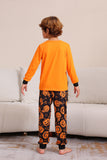 Orange Halloween Long Sleeve Family Matching Pajama Set