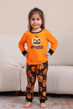 Orange Halloween Long Sleeve Family Matching Pajama Set