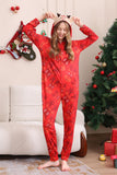 Red Patterned Hooded Family Pajama Set