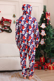 Dark Blue Pajama Set Red Hat Print Family Pajama Set