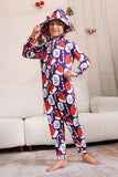 Dark Blue Pajama Set Red Hat Print Family Pajama Set