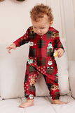 Burgundy Plaid Hooded Snowman Christmas Family Pajamas