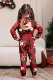 Burgundy Plaid Hooded Snowman Christmas Family Pajamas