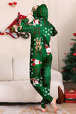 Green Snowflake Plaid Family Pajamas with Reindeer Hood