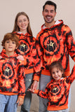 Spooky Orange Skeleton Print Hooded Family Sweatshirts