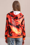 Spooky Orange Skeleton Print Hooded Family Sweatshirts