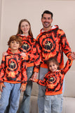 Spooky Orange Skeleton Print Hooded Family Sweatshirts