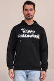 Black Halloween Text Print Hooded Family Sweatshirts