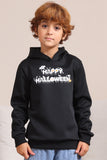 Black Halloween Text Print Hooded Family Sweatshirts