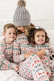 Grey Snowflake Printed Long Sleeves Christmas Pajama Sets