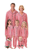 Red Stripes Printed Notched Lapel Family Pajama Sets