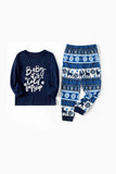 Navy Letter Printed Christmas Family Pajama Sets