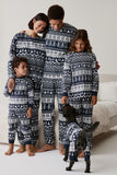 Navy Christmas Snowflake and Tree Printed Family Pajama Sets