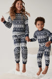 Navy Christmas Snowflake and Tree Printed Family Pajama Sets