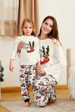 White Deer Printed Christmas Family Pajamas Set