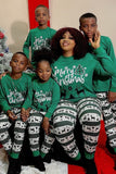 Dark Green Merry Christmas Printed Family Pajama Sets