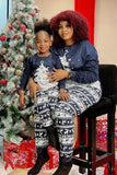 Christmas Family Navy Flannel White Christmas Tree Pajamas Set