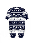 Christmas Family Navy Flannel White Christmas Tree Pajamas Set