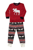 Red Family Pajama Reindeer Long Sleeve Christmas Pajama Set