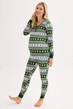 Christmas Loose Family Matching Green Snowflake Gingerbread Man Pattern Pajama Set