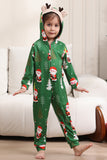 Green Christmas Pajamas for Family Matching Christmas for Women Men Hooded One Piece Pjs Holiday Sleepwear