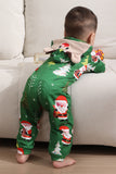 Green Christmas Pajamas for Family Matching Christmas for Women Men Hooded One Piece Pjs Holiday Sleepwear