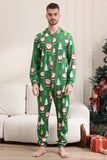 Green Christmas Pajamas for Family Matching Christmas for Women Men Hooded One Piece Pjs Holiday Sleepwear