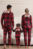 Red Merry Christmas Pajamas for Family Hooded One Piece Pjs Holiday Pajamas Set