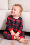 Black Red Family Matching Pajamas Adult Kids Baby Tops and Plaid Pants Christmas Pajamas Set