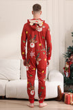 Matching Onesie for Women Men Family Hooded Red Pajamas One Piece Christmas Pajamas Set