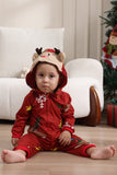 Matching Onesie for Women Men Family Hooded Red Pajamas One Piece Christmas Pajamas Set