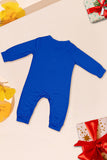 Blue Printed Long Sleeve Christmas Pajamas Set