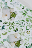 White Green Floral Printed Short Sleeve Matching Family Pajamas