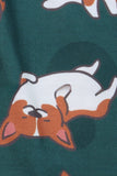 Dark Green Dog Printed Short Sleeve Matching Family Pajamas