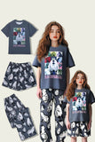 Dark Grey Animal Printed Short Sleeve Matching Family Pajamas
