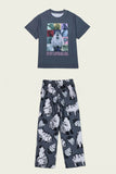Dark Grey Animal Printed Short Sleeve Matching Family Pajamas