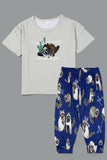 Light Green Animal Printed Matching Family Pajamas