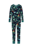 Navy and Green Printed Long Sleeve Family Christmas Pajamas