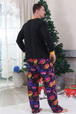 Black Printed Long Sleeve Family Halloween Pajamas