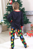 Navy Light Bulb Printed Long Sleeves Matching Family Pajamas
