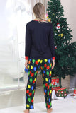 Navy Light Bulb Printed Long Sleeves Matching Family Pajamas