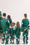 Dark Green Santa Print Long Sleeve Family Christmas Pajamas