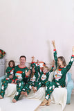 Dark Green Santa Print Long Sleeve Family Christmas Pajamas