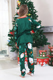 Dark Green Santa Print Long Sleeve Family Christmas Pajamas