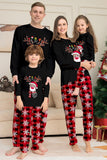 Black Red Reindeer Snowflake Print Christmas Family Matching Pajamas Set