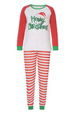 Red and White Stripes Long Sleeve Christmas Family Matching Pajamas Set