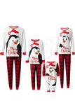 Red Printed Plaid Long Sleeve Christmas Family Matching Pajamas Set