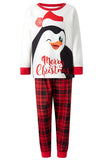 Red Printed Plaid Long Sleeve Christmas Family Matching Pajamas Set