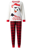 Red Printed Plaid Long Sleeve Christmas Family Matching Pajamas Set